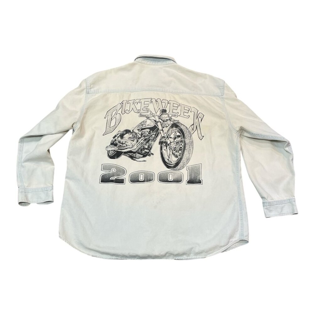 Vintage Bike Week 2001 Real Good Denim Shirt  AllSport 100% Cotton XL Motorcycle